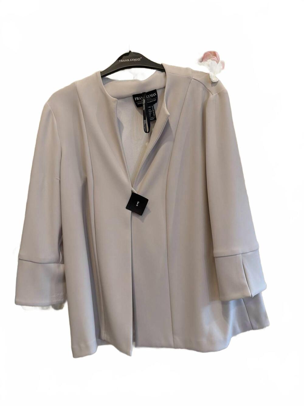 NEW FRANK LYMAN women's collared hip-length jacket in pearl